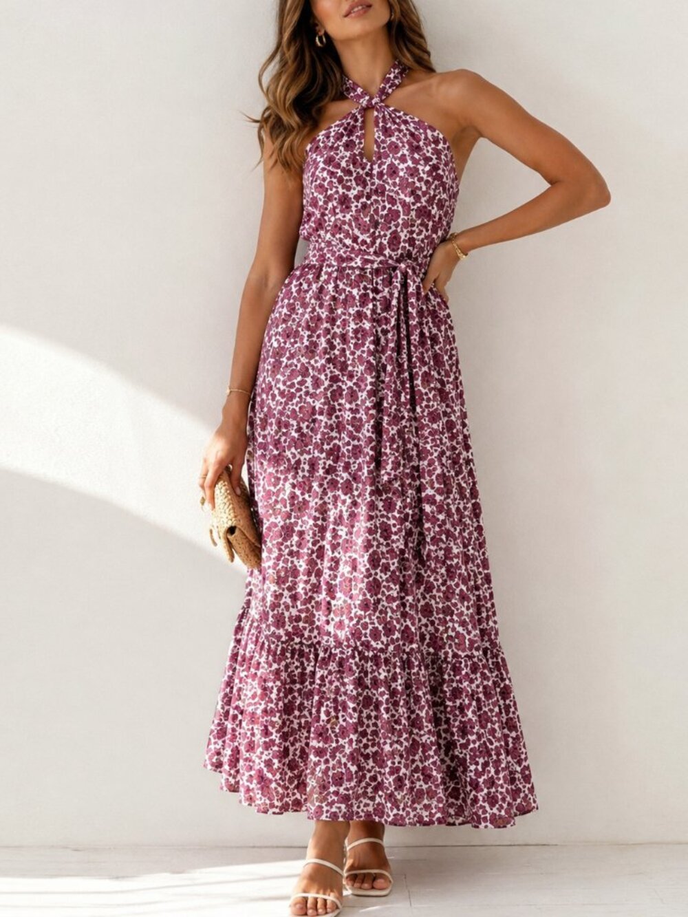Vineyard Vines Berry Floral Halter Maxi Dress NWT Size 12 MSRP $298